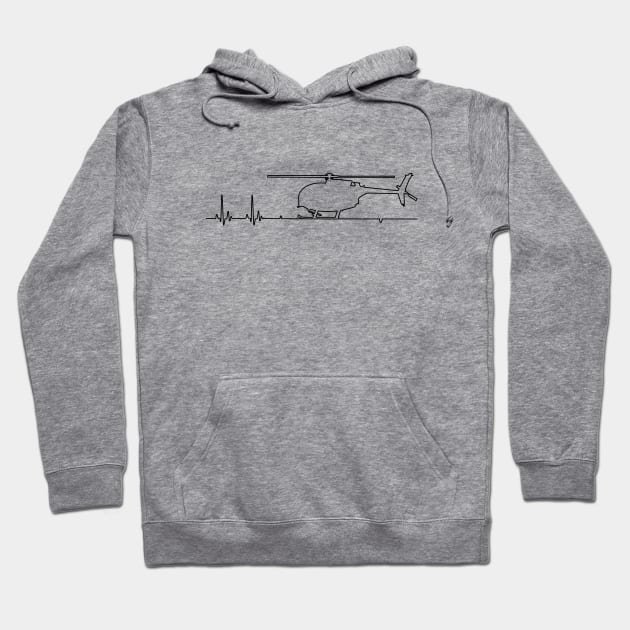 MH-6 Little Bird Helicopter Heartbeat Pulse Hoodie by NorseTech